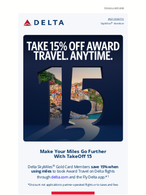 Delta Air Lines - Details Inside: Learn How You Can Take 15% off Award Travel​