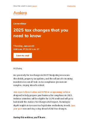 Avalara - [Webinar] 2025 tax changes you need to know