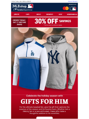 MLB - 30% Off MLB Gifts For Him!