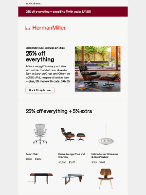 Herman Miller - Black Friday: Save extra with code