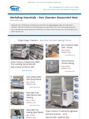 Riley Surface World (United Kingdom) - Workshop Essentials – Part Cleaners Discounted Now