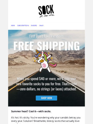 Sock It to Me - 🧦 + 🌞 = ❤️ (Also: Free Shipping.)