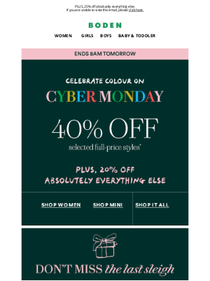 Boden (United Kingdom) - Cyber Monday: 40% off selected full-price styles