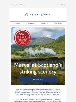Great Rail Journeys - Uncover Scotland's wild beauty
