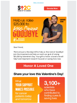 Stand Up to Cancer (SU2C) - Your gift will help support life-saving treatments this Valentine’s Day