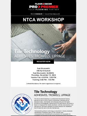 Floor and Decor Pro - PRO NTCA Workshop - Tile Technology - Adhesives