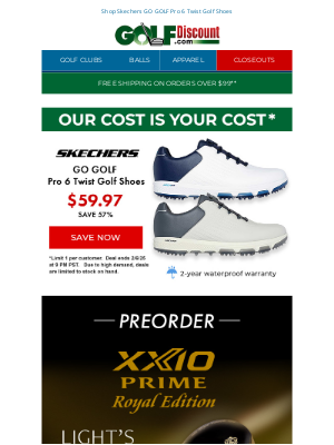 GolfDiscount.com - Skechers GO GOLF Pro 6 Twist Golf Shoes Just $59.97, Save 57%