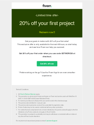 Fiverr - A special discount on your first Fiverr project