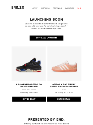 END. - Launching soon | Air Jordan 4 'Rare Air' & adidas x Bad Bunny Gazelle City Series