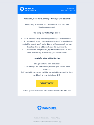FanDuel - Let’s get you verified, FanDueler!