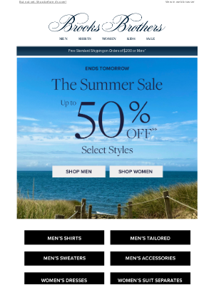Brooks Brothers - Ends tomorrow! Goodbye, up to 50% off…