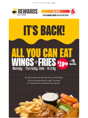 Buffalo Wild Wings - We got that All You Can EAT energy 💯​