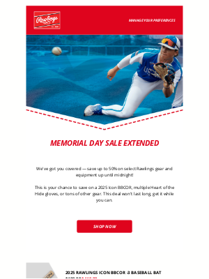 Rawlings Sporting Goods - Memorial Day Sale Extended