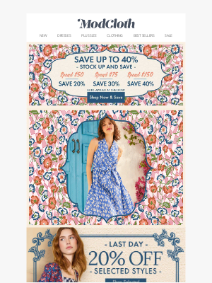 ModCloth - Weekend's Not Over (Yet) – Last Call for Up to 40% Off!
