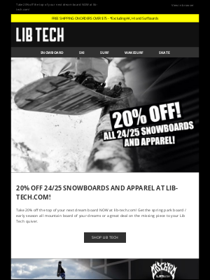 Lib Tech - 20% Off 24/25 Snowboards and Apparel at Lib-Tech.com!