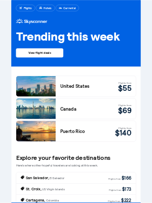 Skyscanner  - Flights from $55