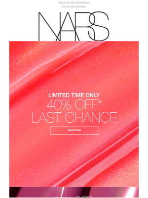 NARS Cosmetics (United Kingdom) - New lines added. Up to 40% Off.