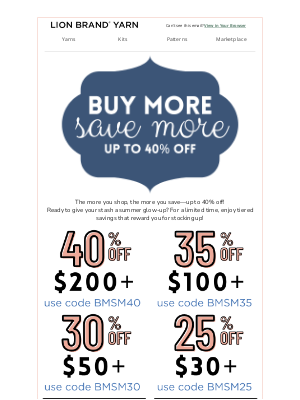 Lion Brand Yarn - Final day to stock up + save big—up to 40% off!