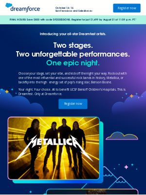 Tableau Software - JUST IN: Metallica and Benson Boone performing at Dreamfest