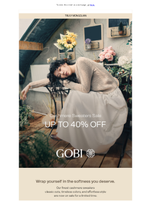 Gobi Cashmere - Fall in Softness | Cashmere Sweaters 40% OFF