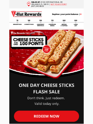 Pizza Hut - Cheese Sticks for just 100 points 🧀❗