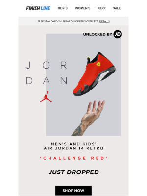 Finish Line - Just Released: Air Jordan 14 Retro 'Challenge Red'