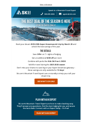 Ski - Aspen Snowmass’ Biggest Sale of the Season