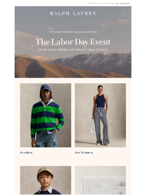 Ralph Lauren - Our Labor Day Event Ends Soon​