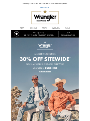 Wrangler - 30% off sitewide ends tomorrow