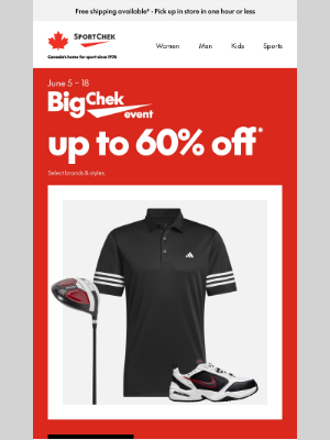 Sport Chek (Canada) - Score up to 60% off during Big Chek Event 🚨