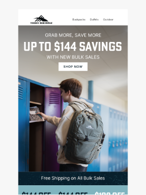 High Sierra - From Classroom to Team Trips: Bulk Backpack Savings Inside