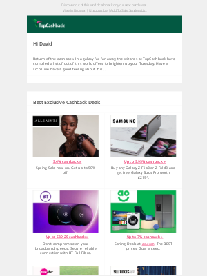 TopCashback (UK) - May the cashback be with you 🌌