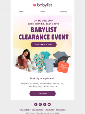 Babylist - Babylist Clearance Event: up to 75% off (🏃while supplies last)