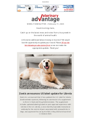 Vet-Advantage Magazine - Zoetis Announces US Label Update for Librela