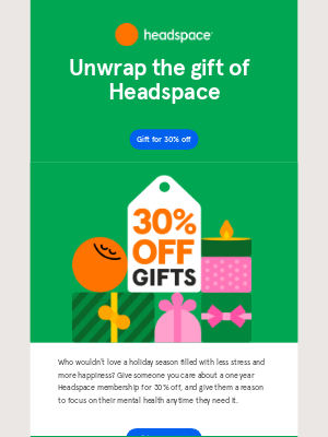 Headspace - Give less stress for 30% off  🎁