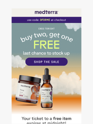 Medterra - Buy 2, Get 1 Free Ends Tonight 🌙
