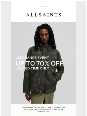 ALLSAINTS (United Kingdom) - Clearance Event: Layer Up