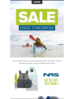 NRS - NRS End-of-Summer Sale Ends Tomorrow ⏰