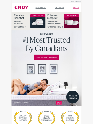 Endy (Canada) - Over 1 million Canadians are getting their best sleep 😴
