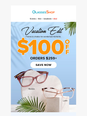 GlassesShop - 🌴🌊Vacation Mode: Save $100