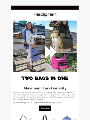 Hedgren - Check Out These Great 2 in 1 Bags from Hedgren