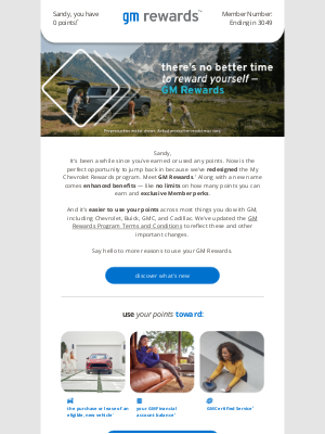 Chevrolet - Sandy, your enhanced GM Rewards™ program is here