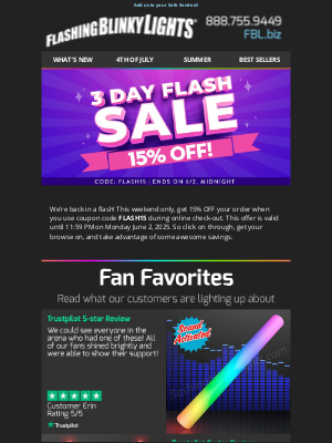 FlashingBlinkyLights.com - ✨ 15% OFF Weekend Sale! ✨