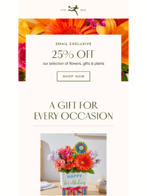 FTD Flowers - Gift Better with Flowers They'll Love: Save 25%