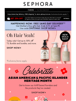 Sephora - Daily hair-care steals through 5/10!