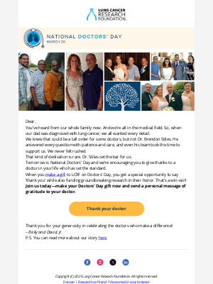Lung Cancer Research Foundation - [TOMORROW] It’s your chance…