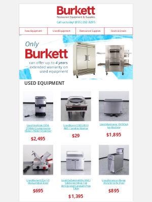 Burkett Restaurant Equipment - Burkett Certified Used and Clearance Products