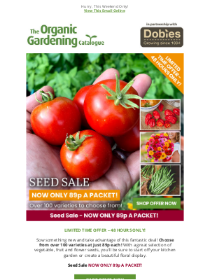 Organic Catalogue (United Kingdom) - SEED PACKETS 89p EACH! 48 HOURS ONLY!