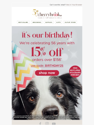 Cherrybrook Pet Supplies - We’re Celebrating – You’re Saving 15% 🎉