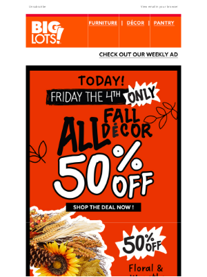 Big Lots - 50% OFF All Fall Décor! Shop Black Friday Friday Deals! 🍁